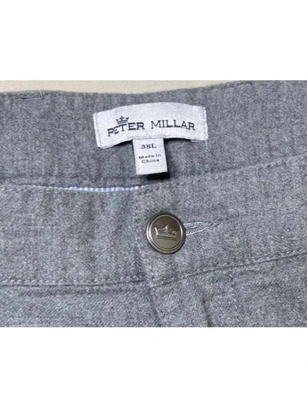 Peter Millar Crown Mountainside Flannel Pants Mens Sz 38L (tall) Gray 5 Pockets